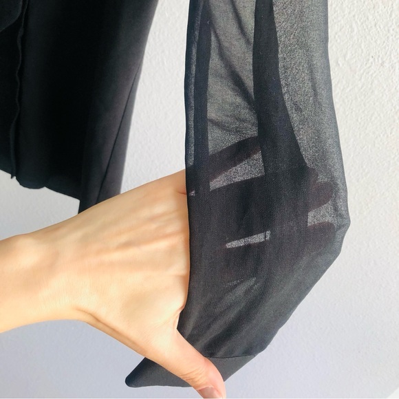 Storee Black Sheer Long Sleeves Button-Up Blouse Small - Picture 8 of 9